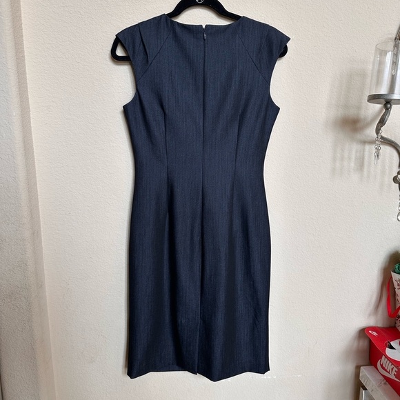 Calvin Klein Blue Ruched Asymmetrical Sheath Dress - Picture 3 of 16